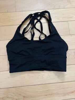 Lululemon Black Longline Strappy Sports Bra Size 4